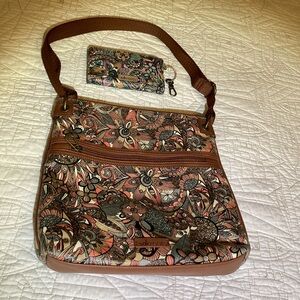 Sakroots Brown Paisley Crossbody Bag with Adjustable Strap